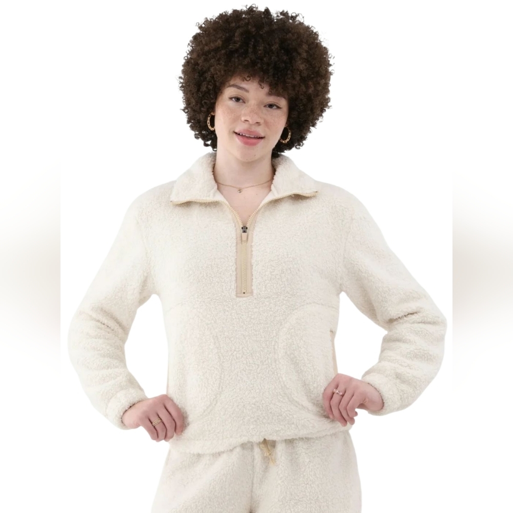 No Boundaries Half Zip Pullover Teddy Plush Sweater Sz Small